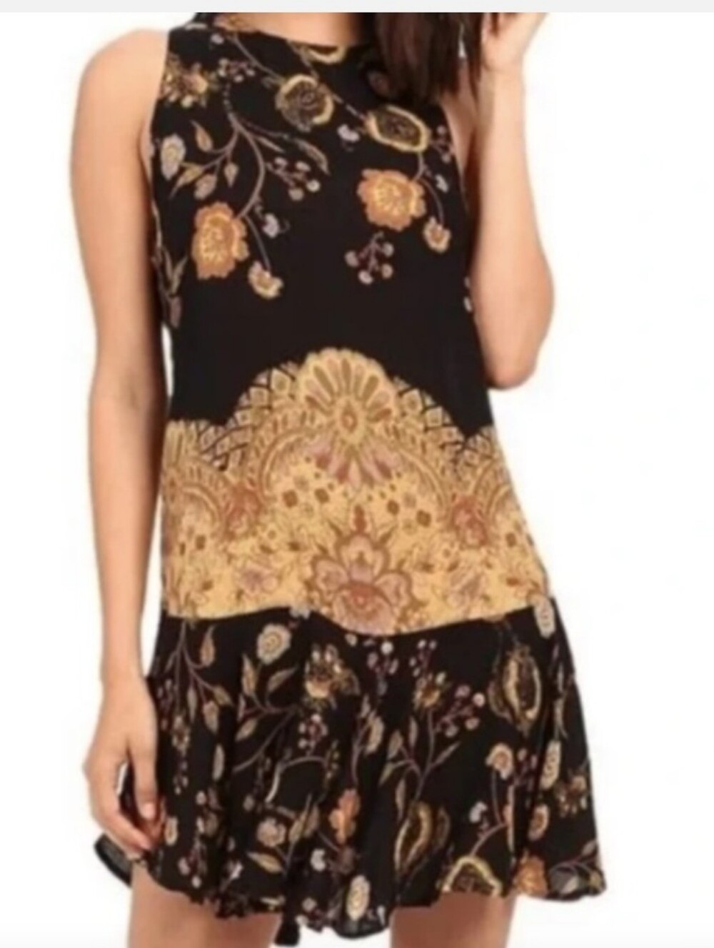 Free People Dobybot Floral Swing Mini Dress EUC